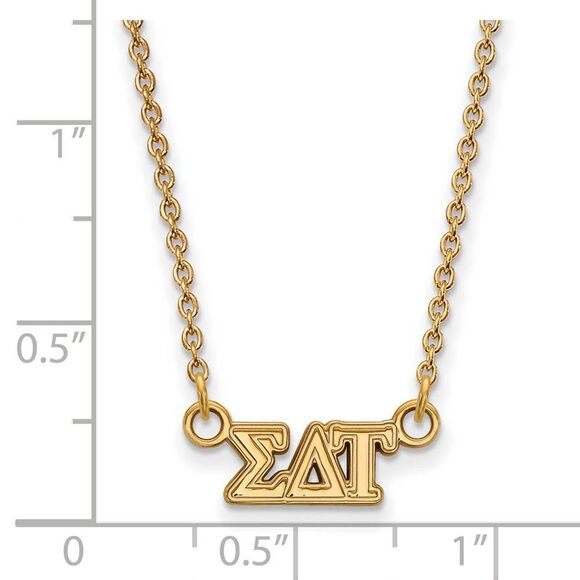 14K Plated Silver Sigma Delta Tau XS (Tiny) Greek Letters Necklace - Picture 2 of 4